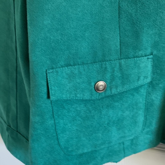 Studio Works Womens Size 10 Faux Suede Jacket Green Teal Fully Lined Lightweight - Picture 5 of 8